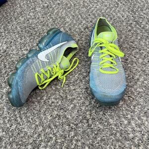 Nike Air Vapormax Flyknit Sneakers Shoe Sprite Size 12 Athletic Gray Blue